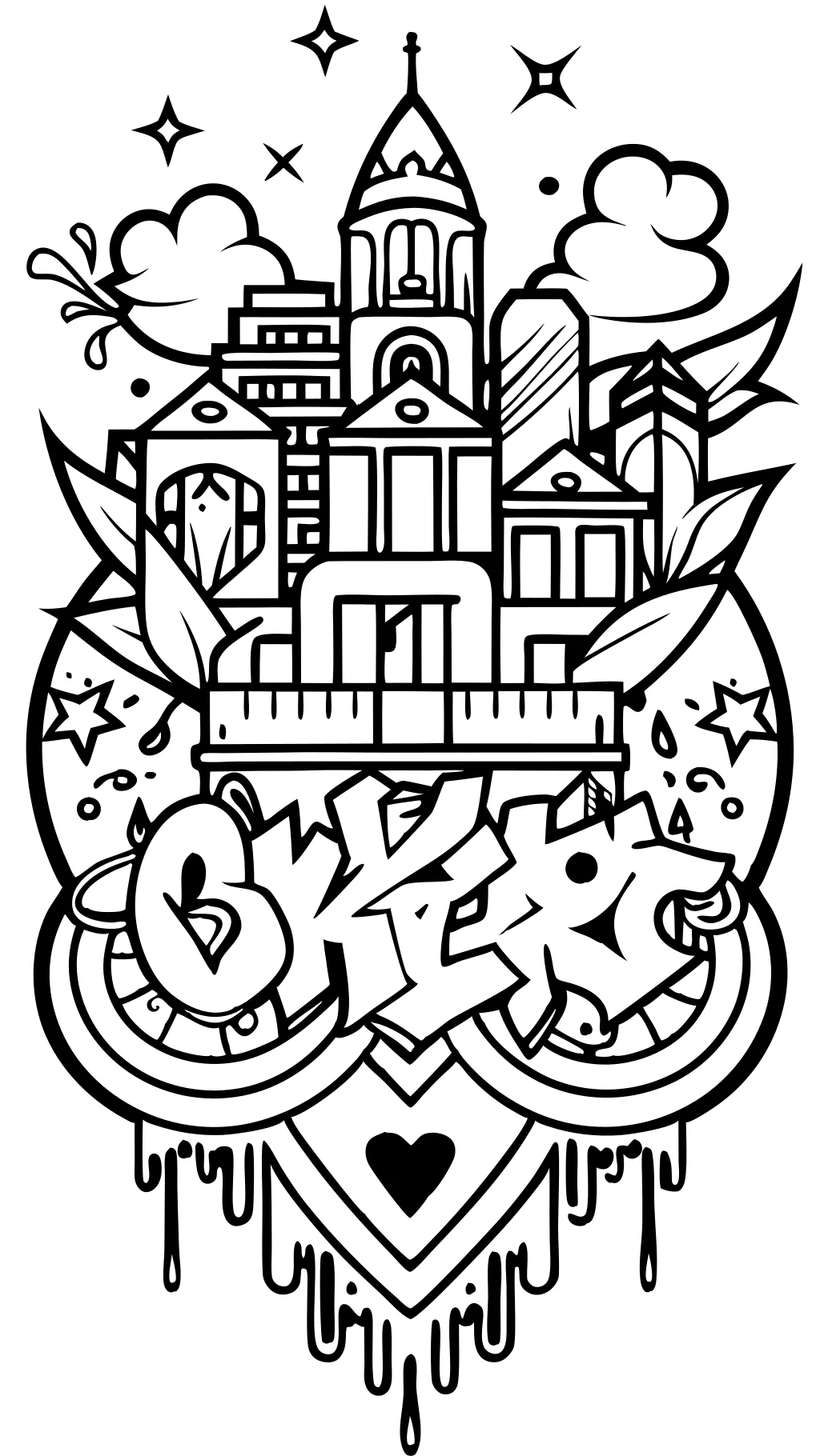 adult graffiti coloring pages